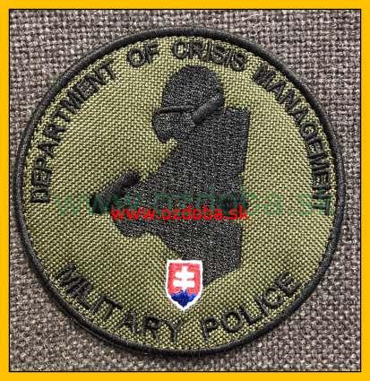 RUKAVOVÝ ZNAK KRÍZOVY MANAGAMENT VOJENSKA POLICIA AN VERZIA