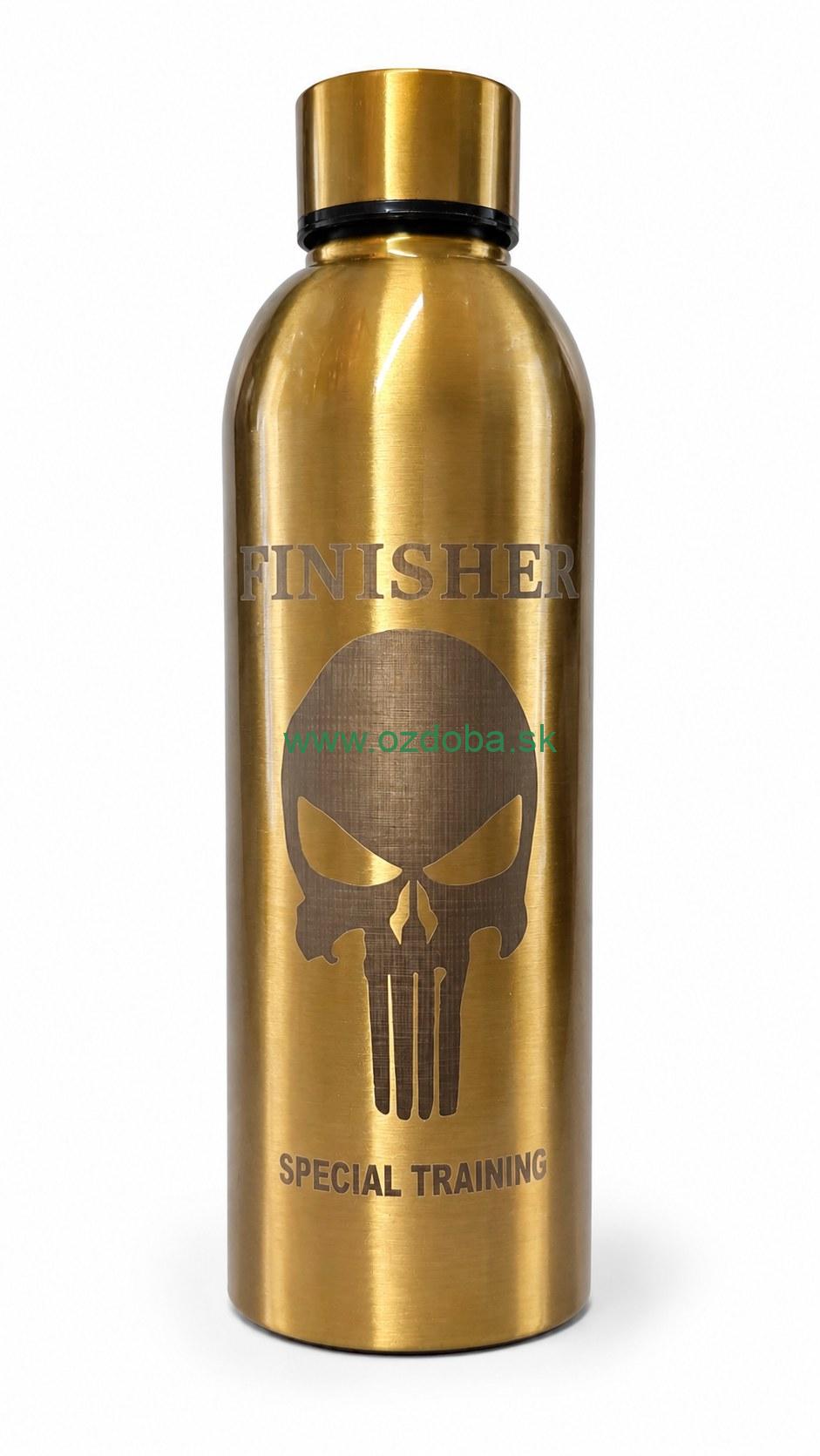 Plechová fľaša FINISHER - 500ml (zelená Lebka)
