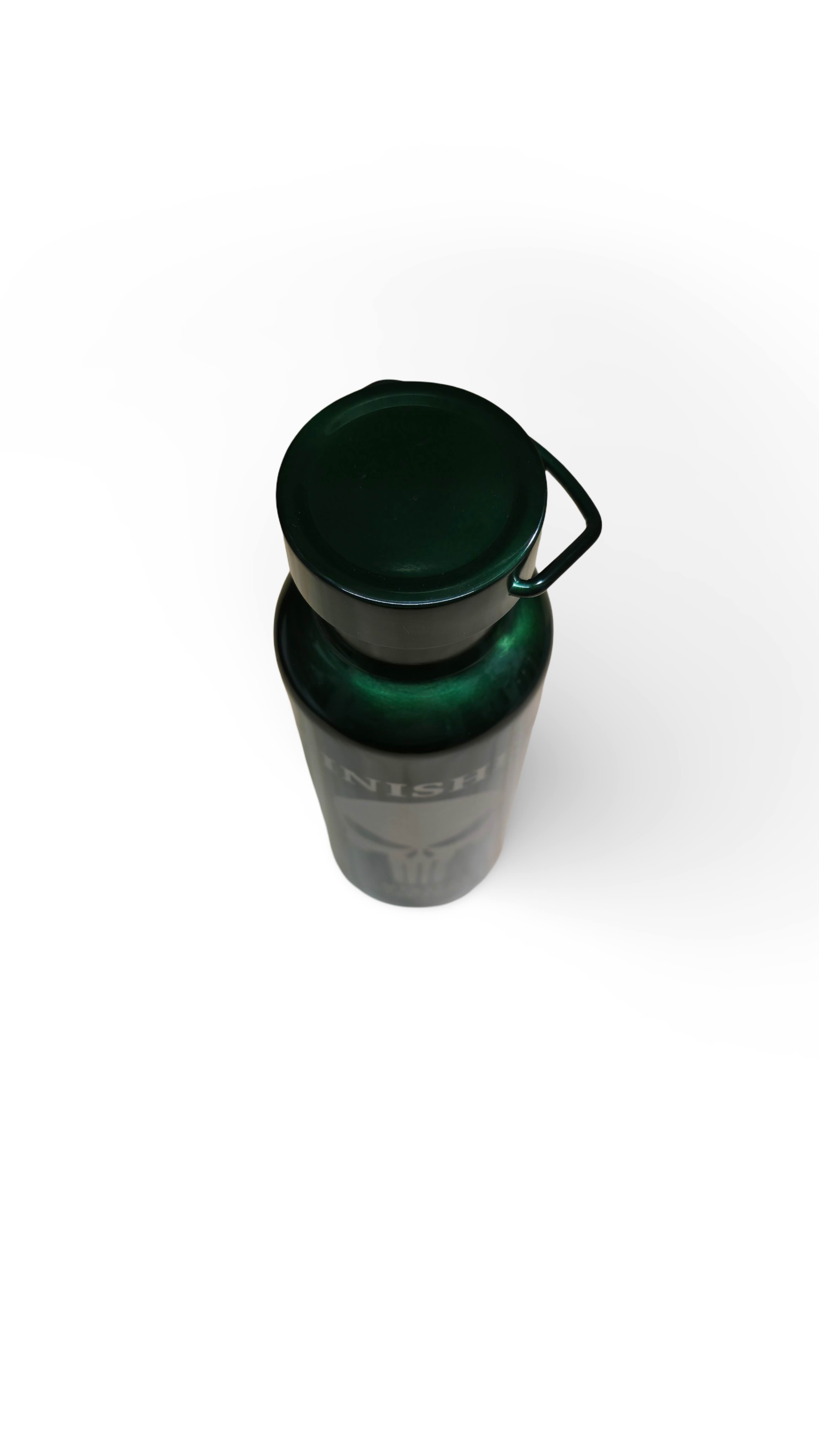 Plechová fľaša FINISHER - 500ml (zelená Lebka)